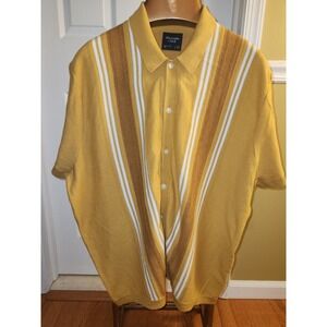 Abercrombie & Fitch Mens Button Down Short Sleeve Stripe Yellow XXL